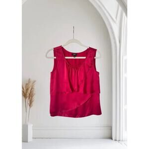 Woman’s Red Silk Talbots Petite Sleeveless Top 4P